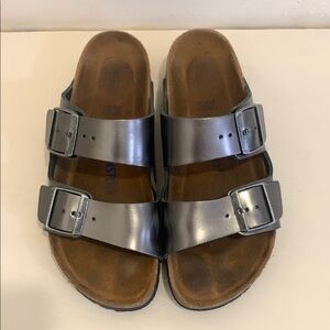 Silver Birkenstock Arizona Sandals
